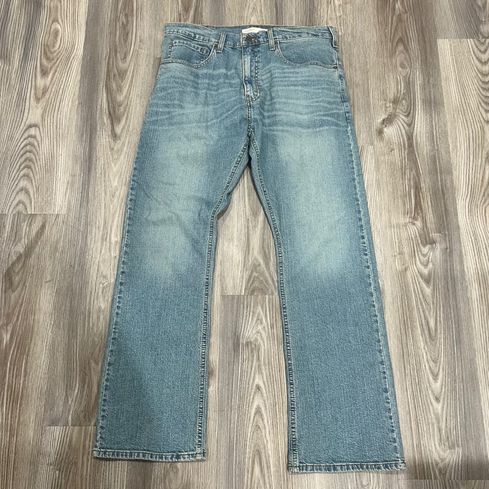 Levi Strauss Signature Mens Bootcut Jeans Medium Wash W34 L30 Denim Pants